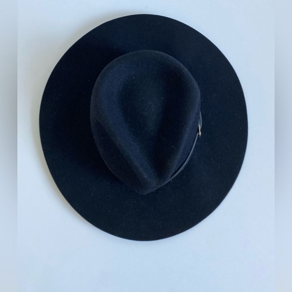Western Wool Black hat with leather trim Festival Witchy - Picture 5 of 7